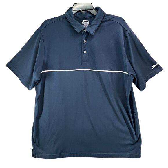Slazenger Golf Polo Men XL Blue Hydro-Dri Performance Short Sleeve Shirt Classic - Picture 1 of 10